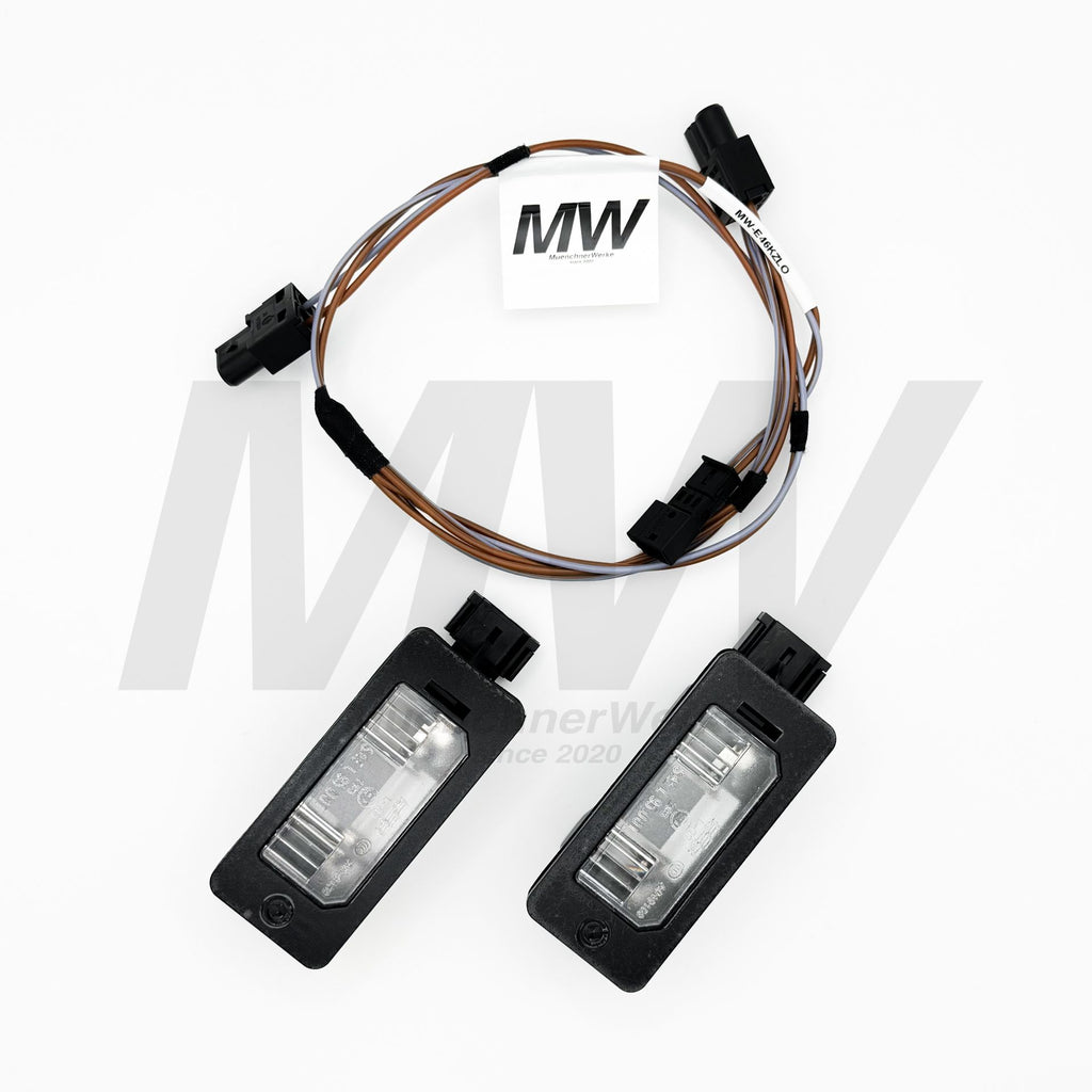 MW Adapterkabel inkl. OEM Kennzeichenleuchten für Heckklappen-Umbau passend für BMW E46 M3 inkl. CSL – Referenznummer 61127833548