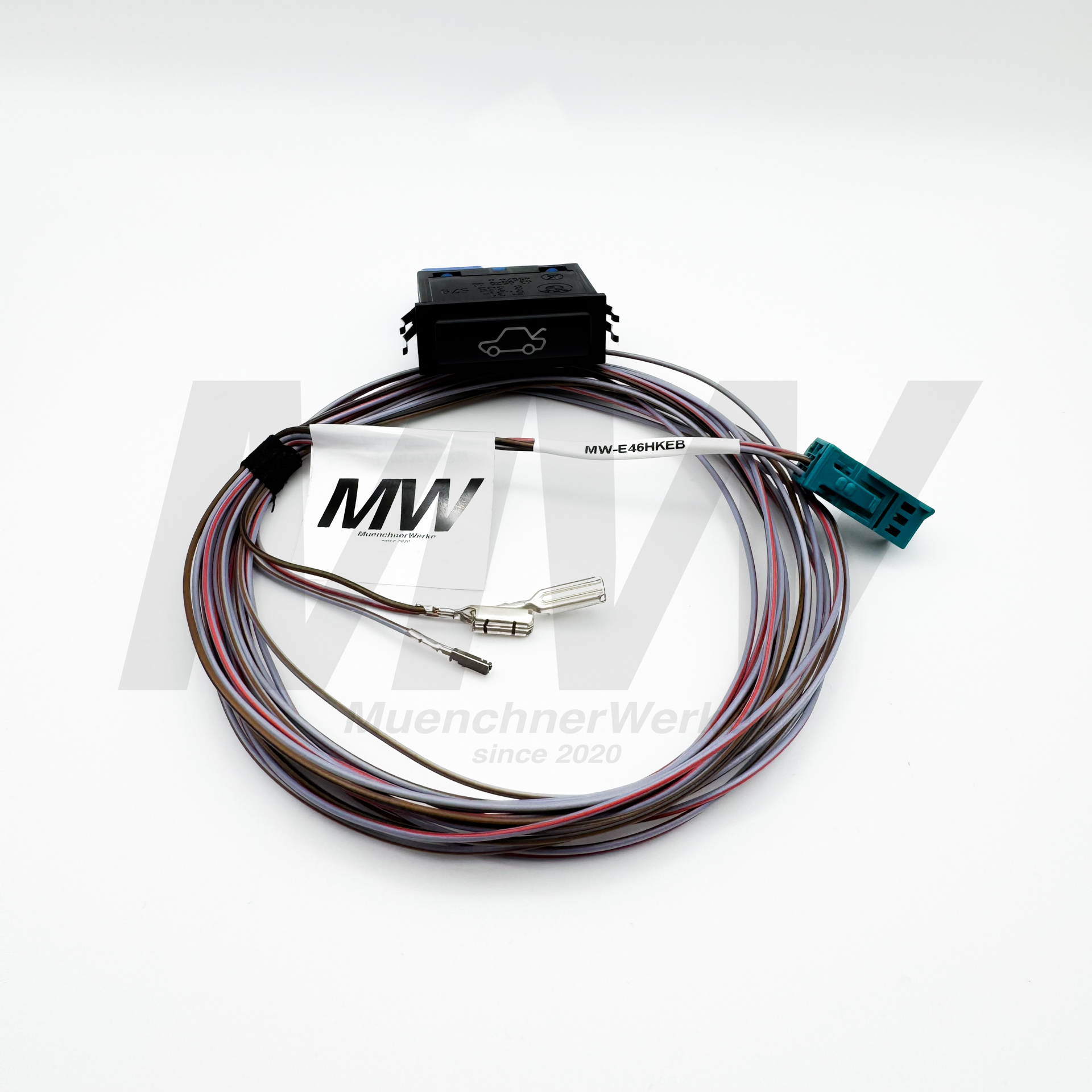 MuenchnerWerke MW Heckklappenentriegelung Kabelsatz u. Taster beleuchtet passend für BMW E46 inkl. M3 u. CSL