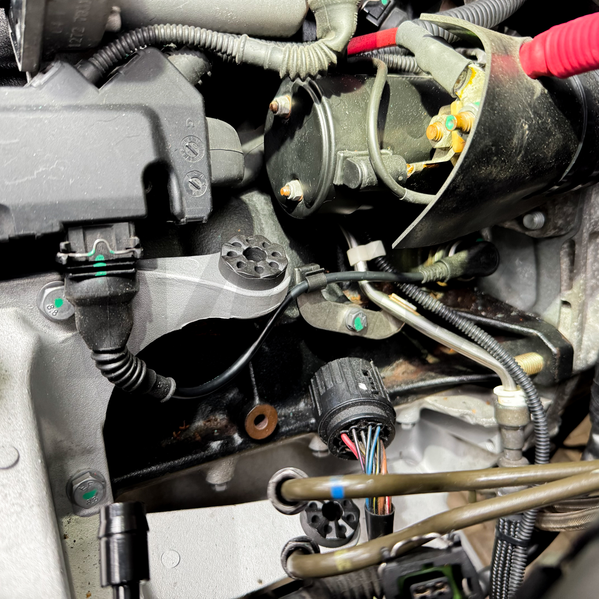 OEM BMW E46 M3 plastic holder for crankshaft sensor on fuel line