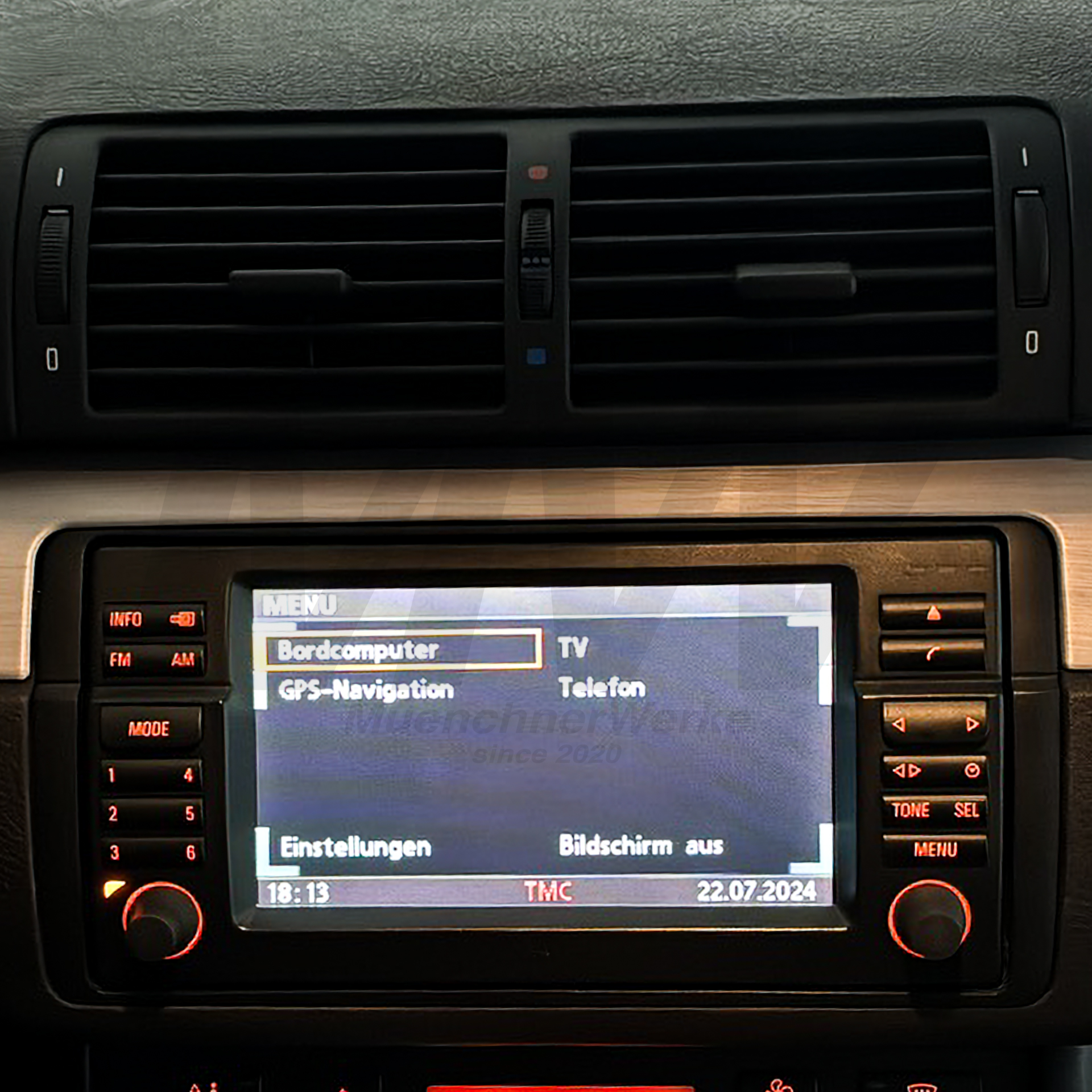 LCD Ersatzdisplay Bordmonitor zentriert passend für BMW E38, E39 u. E46 inkl. M3 u. CSL